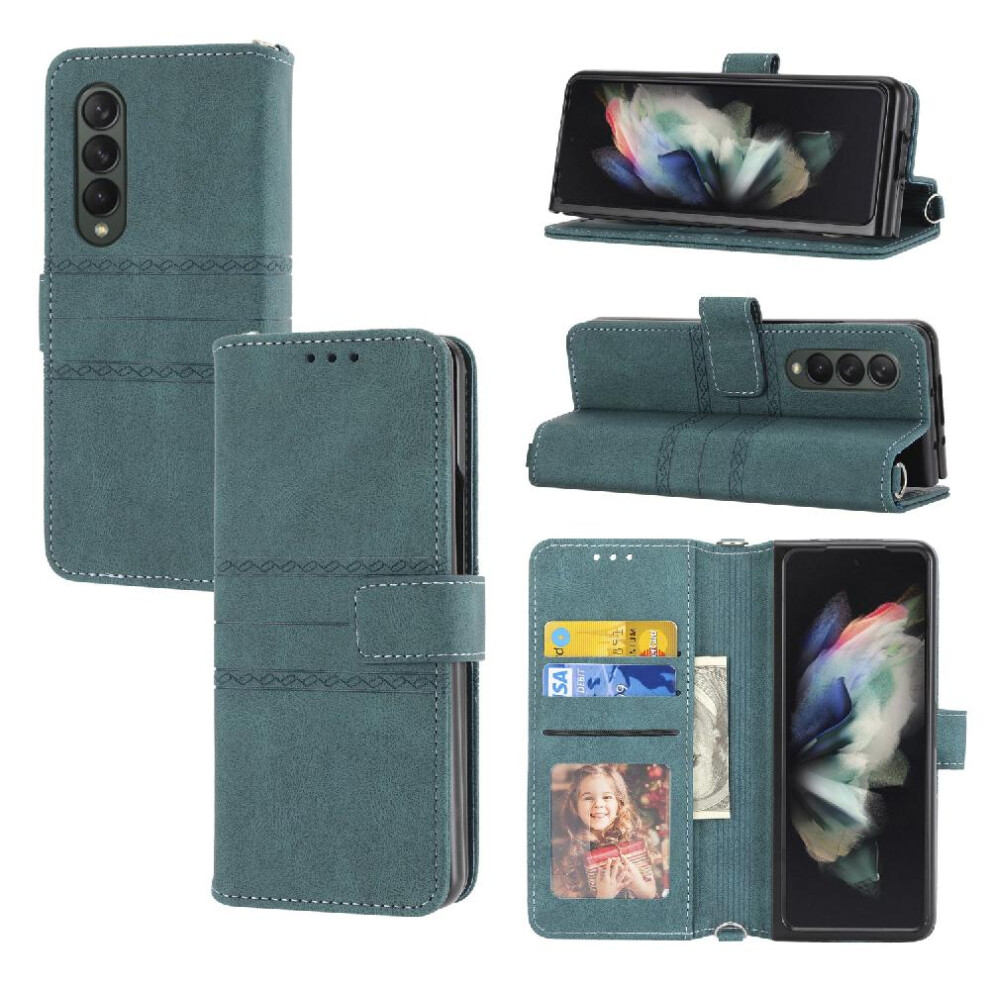 (Green) Flip Case For Samsung Galaxy Z Fold4 Wallet Case Shockproof Protective Kickstand Pu Leather Magnetic Closure Green 764563082018