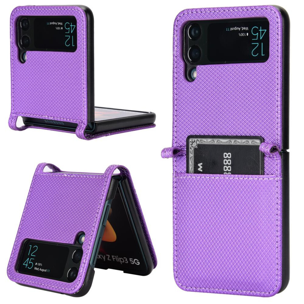 (Purple) Case For Samsung Galaxy Z Flip 4 Card Holder Magnetic Wallet Cover Kickstand Purple 764563082377