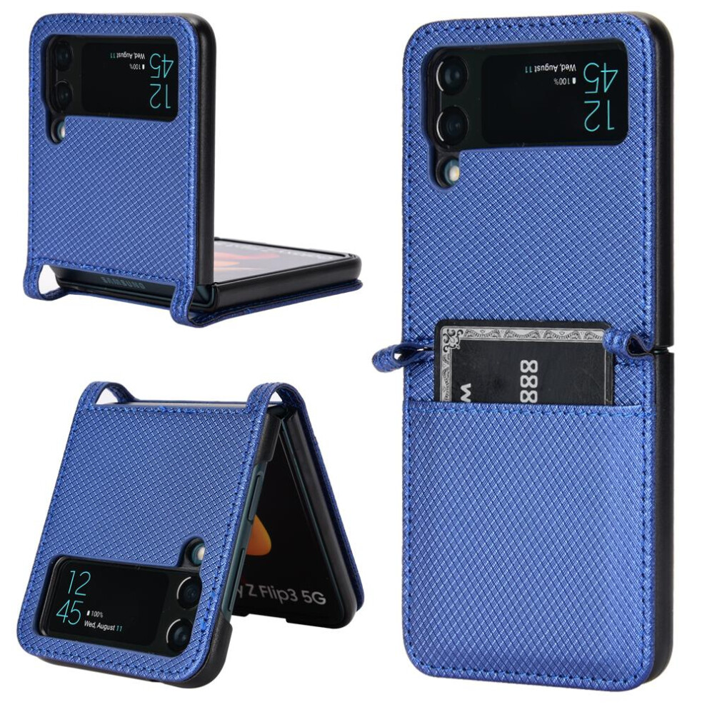 (Blue) Case For Samsung Galaxy Z Flip 3 Card Holder Kickstand Cover Magnetic Wallet Blue 764563082384
