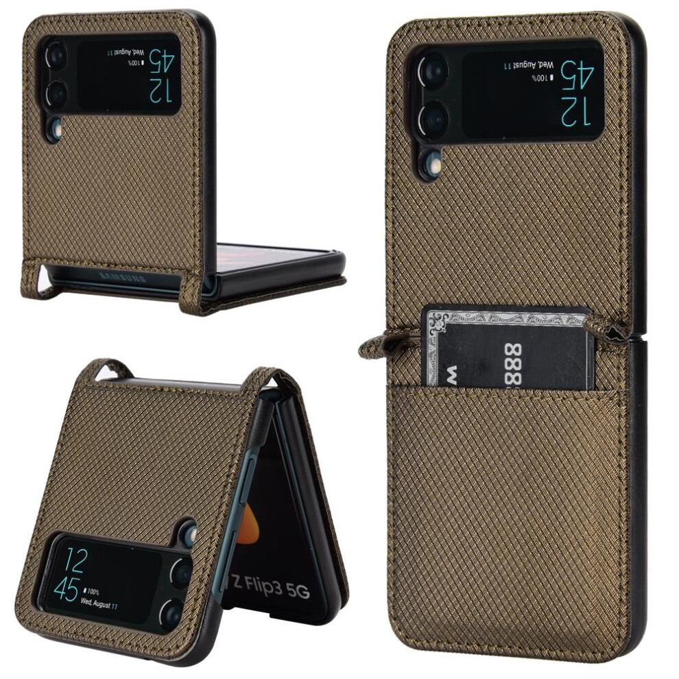 (Brown) Case For Samsung Galaxy Z Flip 3 Card Holder Kickstand Cover Magnetic Wallet Brown 764563082407