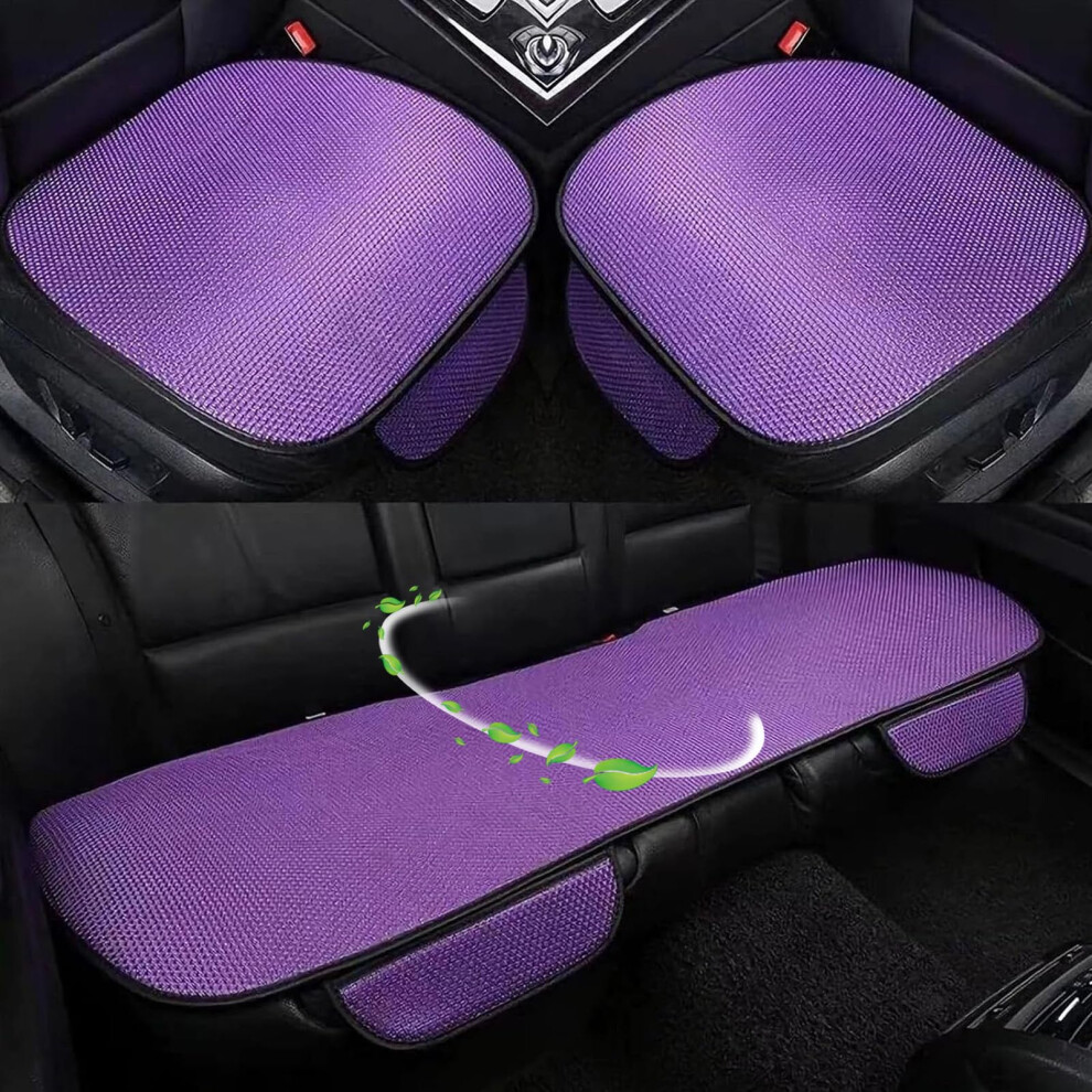 Breathable Antislip Viscose Filament Car Seat Covers,Ice Silk Nonslip Car Seat Pad For Summer Breathable And Refreshing (,Full Set) Purple 477169065223