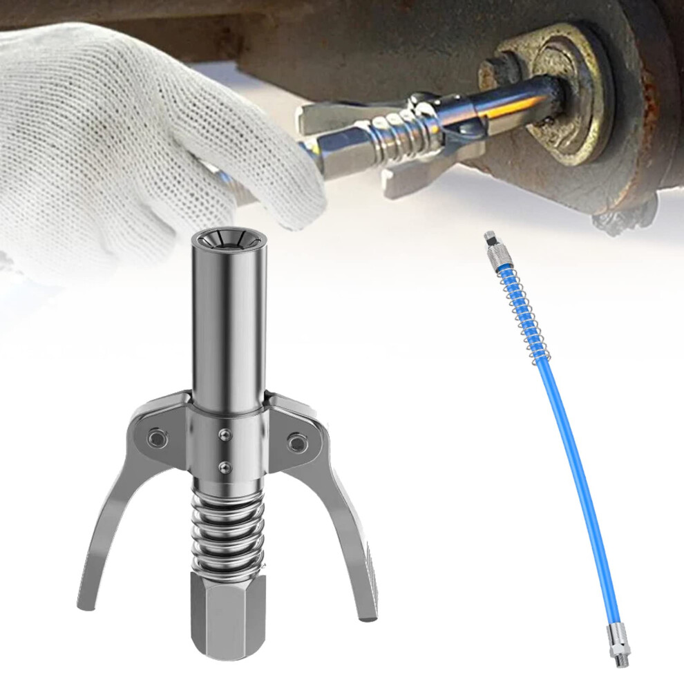 Strong Lock On Grease Couplers, High Pressure Grease Gun Coupler With Spring Flex Hose 477169066732