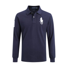 (Parang, XXL) Men's Large Pony Casual Long Sleeve Collared T-Shirt Sports T-Shirts Button Tops