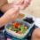 Reusable 3-compartment food container, suitable for school, work and travel, 4-piece set (red) 4