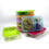 Reusable 3-compartment food container, suitable for school, work and travel, 4-piece set (red) 1