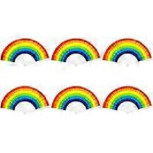 Rainbow Fan, 6 Pcs Dance Decoration Hand Fan Summer Rainbow Fan Decorations Folding Fan