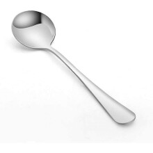10 Piece Soup Spoons, Round Stainless Steel Bouillon Spoons