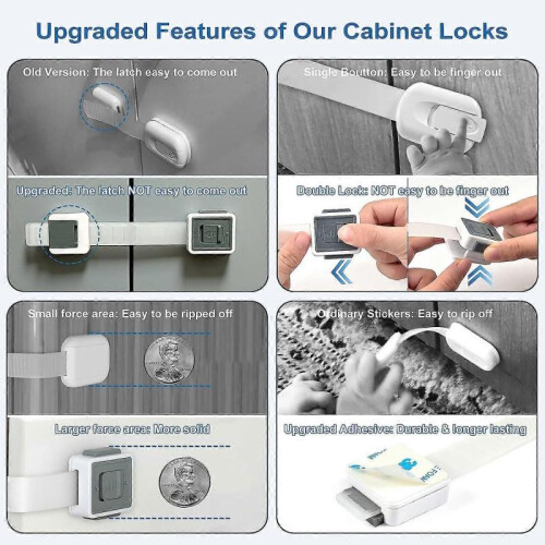 Child Safety Cupboard Locks 10 Pack Adjustable Cupboard Locks 2