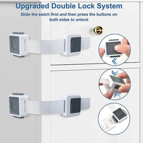 Child Safety Cupboard Locks 10 Pack Adjustable Cupboard Locks 1