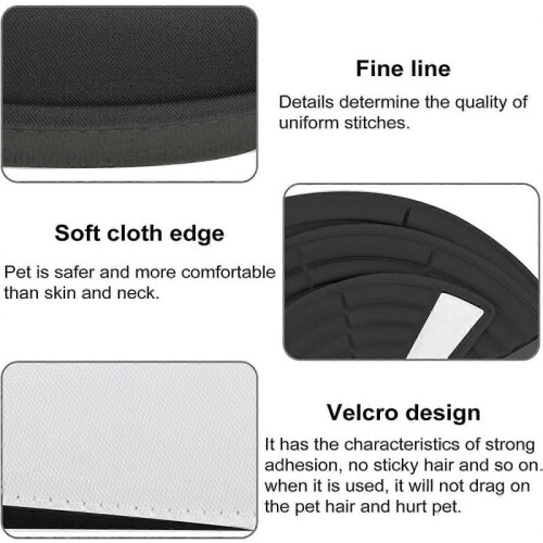 Anti-Bite Protection Cone Collars, Wound Collar Adjustable Neck Cone Protector, Post-OP Healing Collar Accelerate Wound Healing L Black 1
