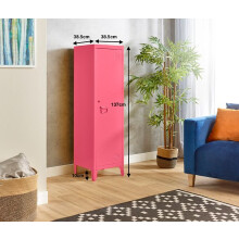 Pink Metal Locker Storage Cabinet Cupboard Retro Vintage Narrow 3 Tier 137
