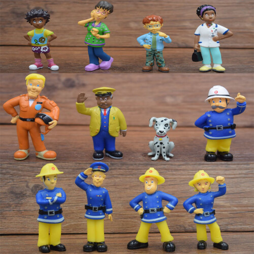 12 firefighter figurines, miniature landscape figures, desktop decorations