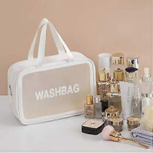 3-piece waterproof cosmetic bag transparent zipper toiletry bag portable large-capacity portable travel transparent pu waterproof frosted storage bag