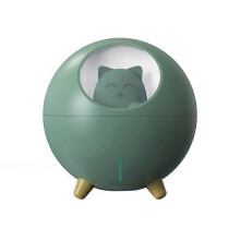 Cat Pet Multi-Mode Colorful LED Night Light Small Mini Spray USB Humidifier Office Desk Cartoon Atmosphere Light Decompression Gift, Green