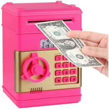 Piggy Bank, Birthday Toys Gifts for 4 5 6 7 8 9 10 Year Old Boys Girls, Electronic Money Coin Saving Bank ATM Machine with Safe Password Lock, Kids Ka