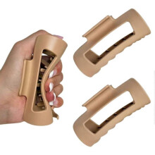 (Khaki) Cloud Clip, Square Frosting Hair Soft Claw Clips for Women, Flexible Clawclip for Thick Hair, Lightweight Large Cozy Clip, 2Pcs