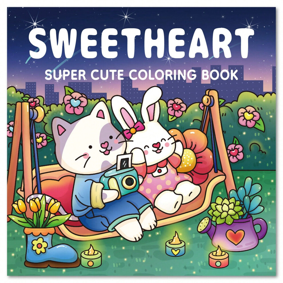 (TS15-Sweet Friends Coloring Book, 40 sheets) New coloring book coloring book 40 food and fruit cartoon graffiti children's coloring book over 4 years-image-OPC-PHZ65Q7-NEW