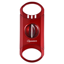 Gloss Finish VCut Cigar Cutter, Up to 60 Ring Gauge, Cigar Rest (Red)