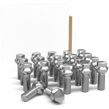 20 Pcs M14 x 1.5 Ball Seat OEM Style Lug Bolt 17mm Hex 33mm Thread Length Chrome