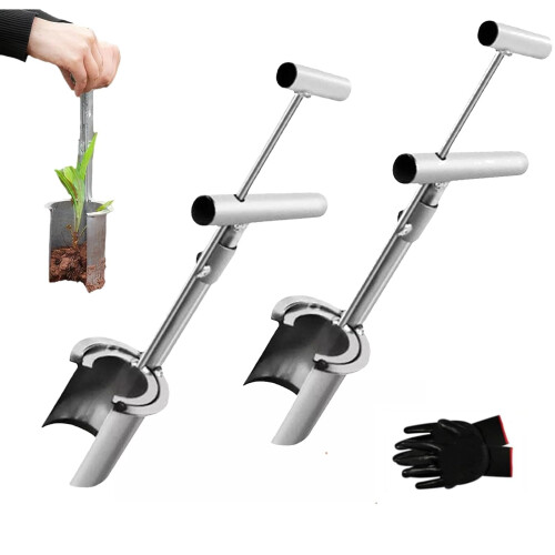 Bulb Planter Tool,Plant and Fruit Tree Seedling Transplanter,Stainless Steel Transplant Tool (2 Pcs)