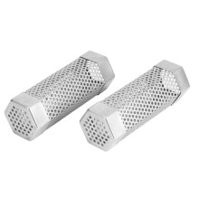 2Pcs Stainless Steel BBQ Smoker Tube 6 Inch Pellet Smoke Box for Gas/Charcoal/Electric Grills 304 Grade Mesh Tube with Diffusion Holes (Hexagonal)
