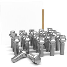 20 Pcs M14 x 1.5 Thread OE Style Large Ball Seat Lug Bolt 17mm Hex 39mm Thread Length Chrome Finish
