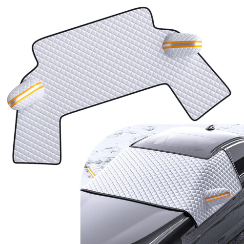 Snow Windshield Cover, Three Window with Earmuffs Snow Shield, Antize (Silver)