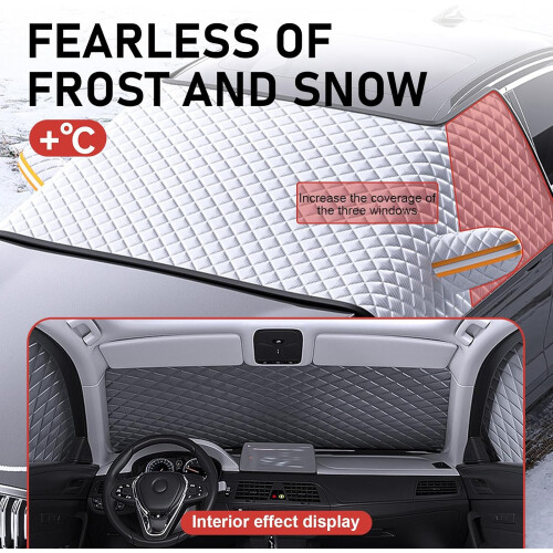 Snow Windshield Cover, Three Window with Earmuffs Snow Shield, Antize (Silver) 2