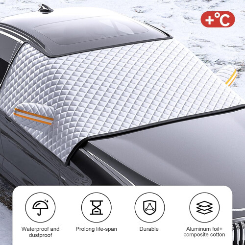 Snow Windshield Cover, Three Window with Earmuffs Snow Shield, Antize (Silver) 1