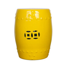 Decorative Garden Stools, Round Ceramic Side Table, Hollow Out Drum Stool, for Patio, Deck, Backyard, Outdoor (Color : Yellow)