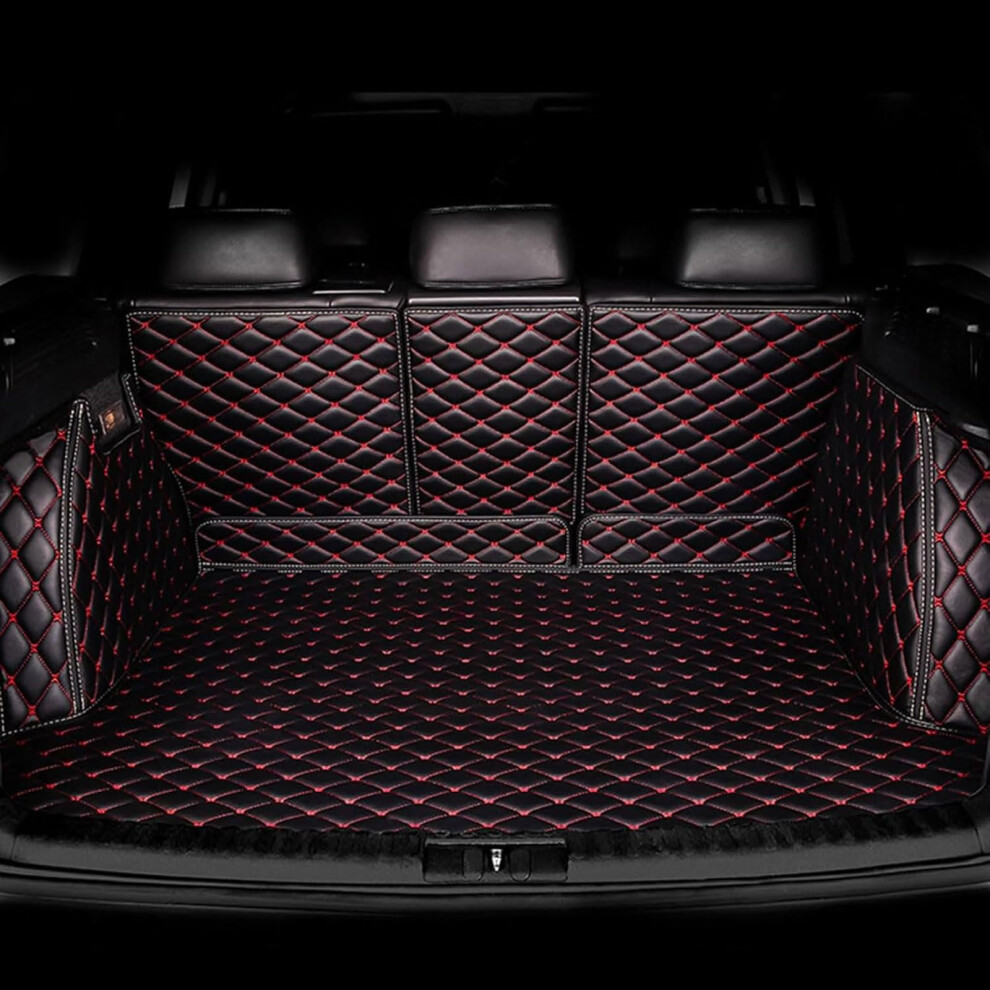 Car Trunk Mat For Mini Clubman (F54) 2015 2019, Full Coverage Leather Cargo Mat, Black/Red 477169077783