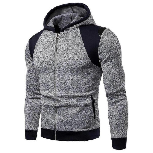 (M, Light Gray) Men's  Zip Sports  Hoodie