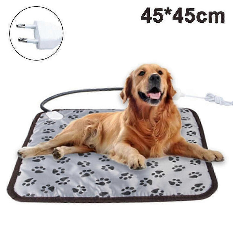 Kikidex (Eu Plug 45X45cm, One Size) Heating Mat Pet Heating Pad Waterproof Heat Mat Warmer Heated Heating Panel Constant Temperature Electric Blanket Anti-Bit