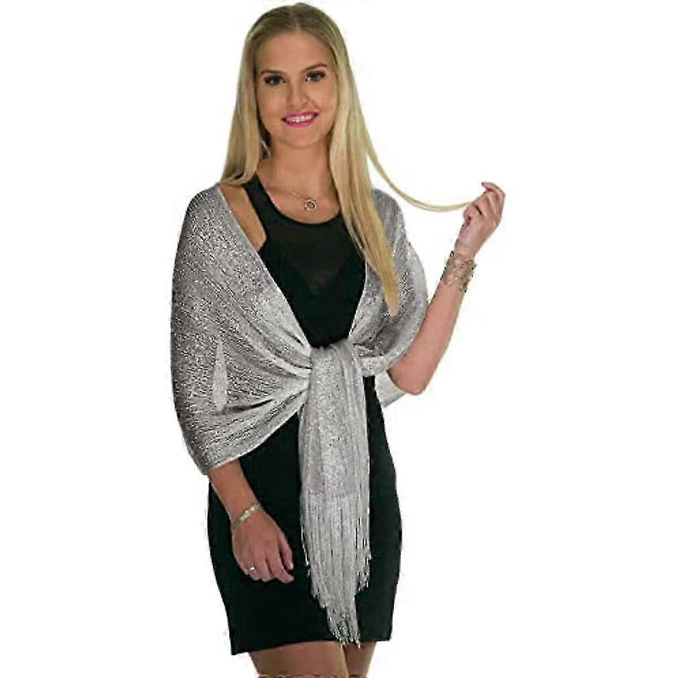 (As show, One size) Shawls And Wraps For Evening Dresses, Womens Shawls And Wraps, Dressy Shawls And Wraps For Evening Wear - Silver-image-OPC-PHZ68QD-NEW