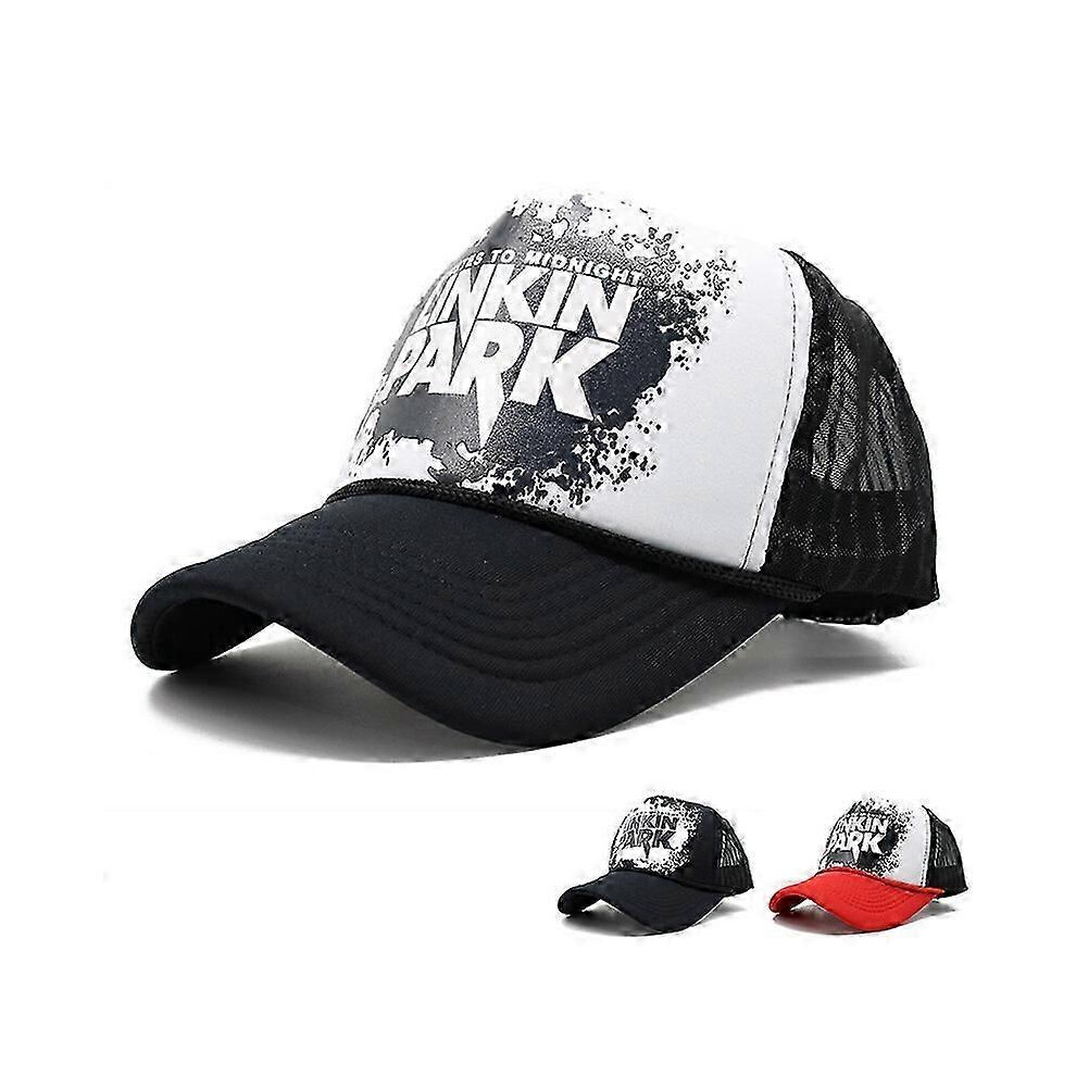 Kikidex (, One Size) Summer Linkin Park Mesh Cap Couples Hip-Hop Alphabet Baseball Cap White