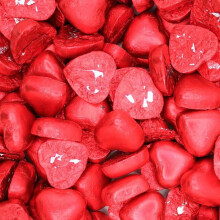 (1kg Sweet Pouch) Red Foiled Milk Chocolate Hearts