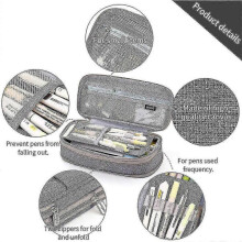(Gray) Big Capacity Pencil Pen Case Office College School Large Storage High Capacity Bag Pouch Holder Box Organizer