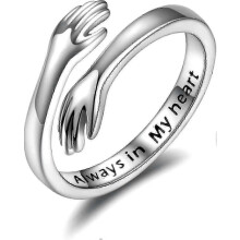 (As show, One size) 925 Sterling Silver Hug Rings For Women I Love You Forever Hug Ring Adjustable Ring Jewelry Gift For Teen Girls Couples Hug Rings Handmade Silver Plat