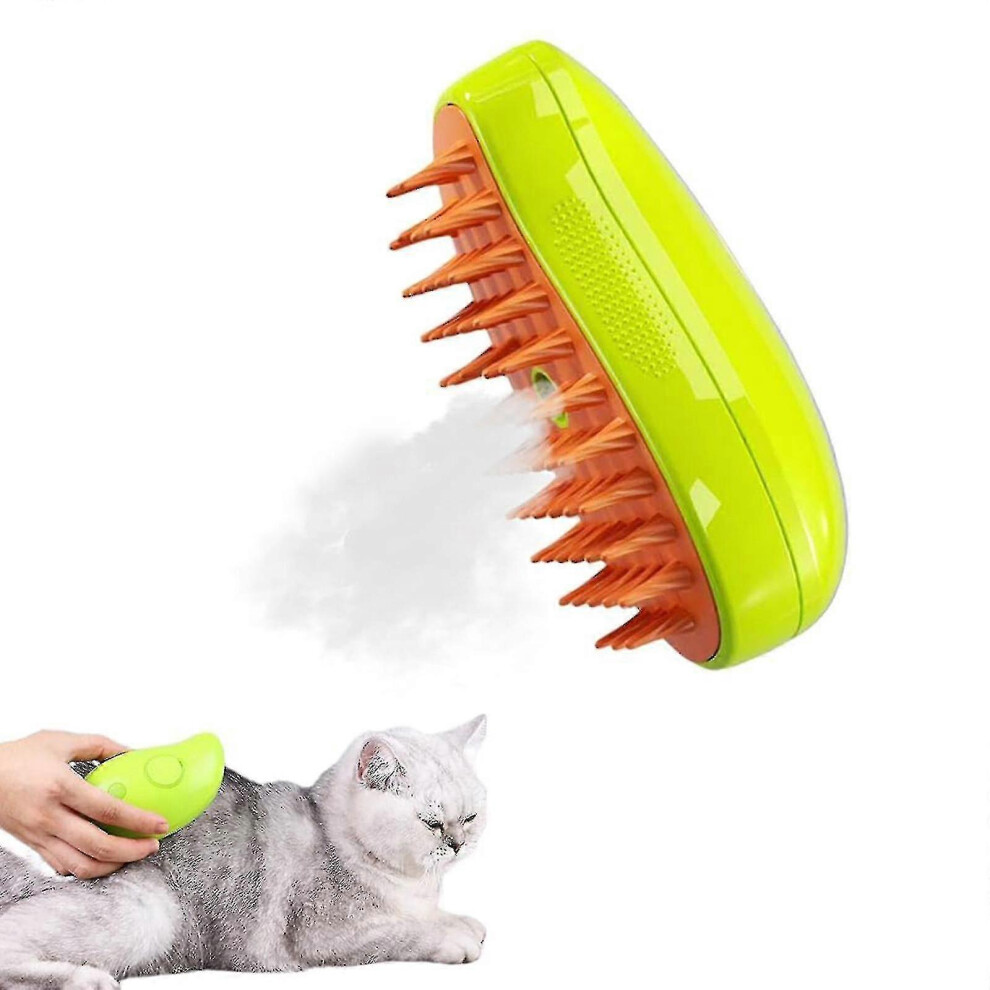 (greed, One size) Steamy Cat Brush, 3 In1 Cat Steamy Brush,best Self Cleaning Steam Cat Brush For Massage, Multifunctional Cat Steamer Brush, For Removing Tangled