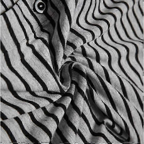 (grey, M) Men's Long Sleeve Comfortable One Piece Stripped Pajama Jumpsuit 1