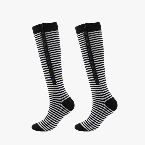(S M,striped zipper)Medical Compression Socks Zipper Professional Leg Support Thickened Women's Socks 1