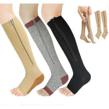(XXL, black) Medical Compression Socks Zipper Professional Leg Support Thickened Women's Socks