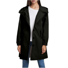 (S, Black) "Women's Hooded Windbreaker Jackets Casual Long Coat Loose Outdoor Waterproof Long Sleeve Outwear"