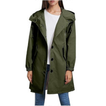 (XXL, Army Green) "Women's Hooded Windbreaker Jackets Casual Long Coat Loose Outdoor Waterproof Long Sleeve Outwear"