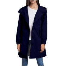(XL, Dark Blue) "Women's Hooded Windbreaker Jackets Casual Long Coat Loose Outdoor Waterproof Long Sleeve Outwear"