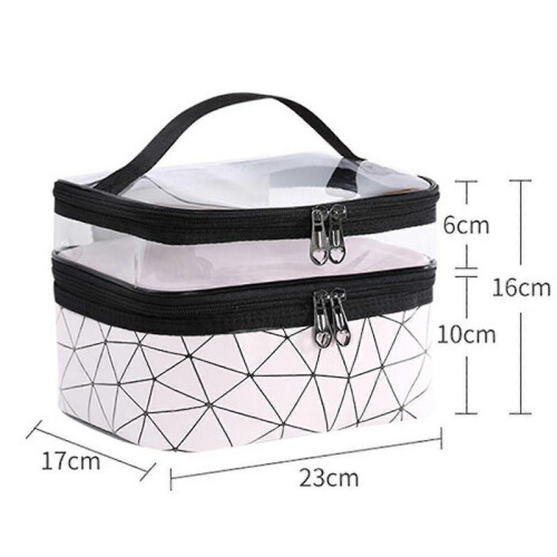 (white) Large Cosmetic Case Makeup Bag Storage Box Handle Organizer 1