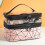 (pink) Large Cosmetic Case Makeup Bag Storage Box Handle Organizer 2