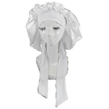 (White) Silk Bonnet Satin Bonnet For Sleeping Bonnet With Tie Band Night Cap High Quality