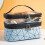 (blue) Large Cosmetic Case Makeup Bag Storage Box Handle Organizer 2