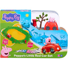 Peppa Pig file autour de la petite voiture rouge de Peppa